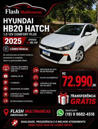 HYUNDAI HB20 1.0 12V FLEX COMFORT PLUS MANUAL HYUNDAI HB20 1.0 12V FLEX COMFORT PLUS MANUAL